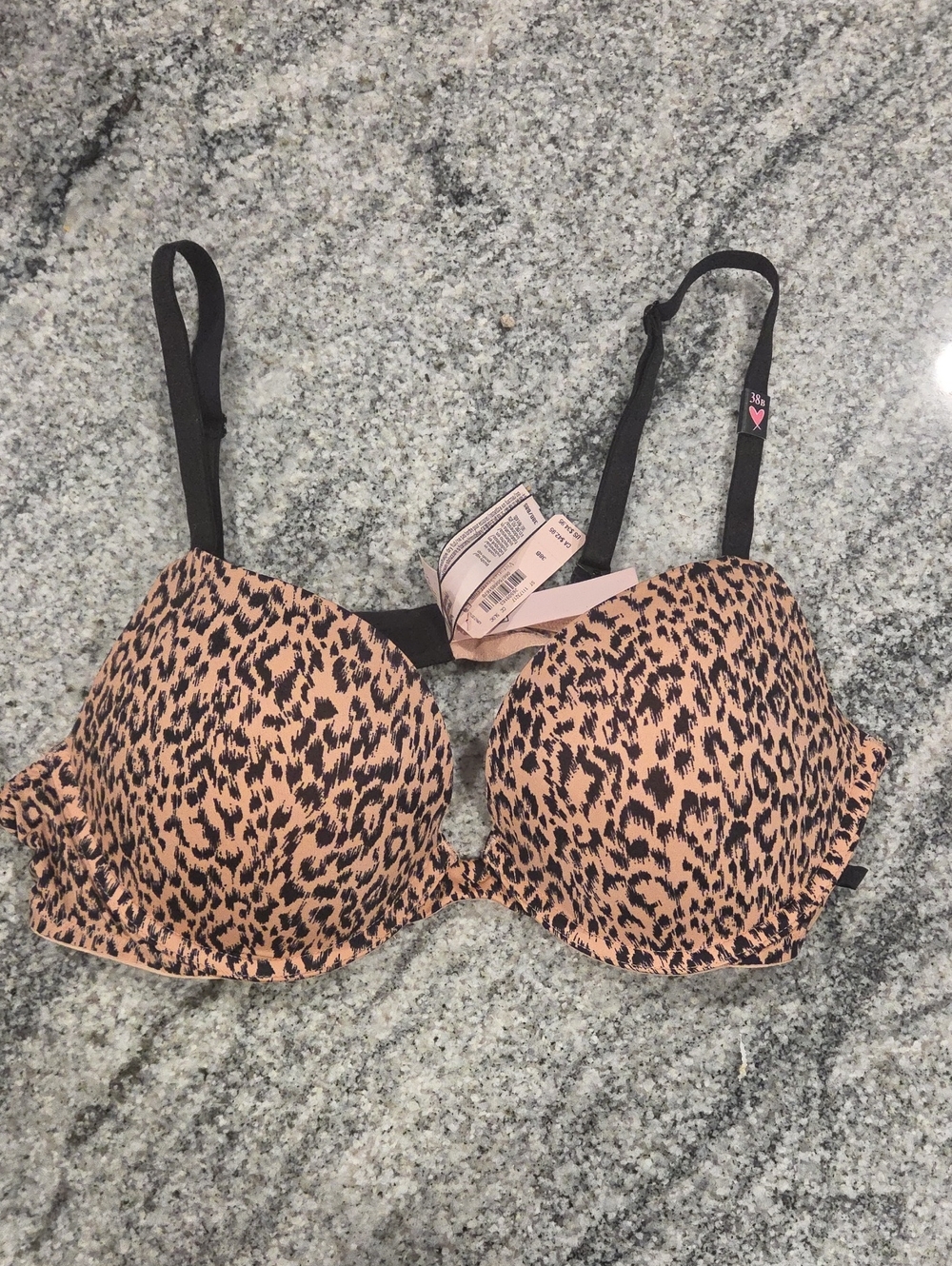 Victoria's Secret Leopard Print Push-Up Bra - Beige & Black